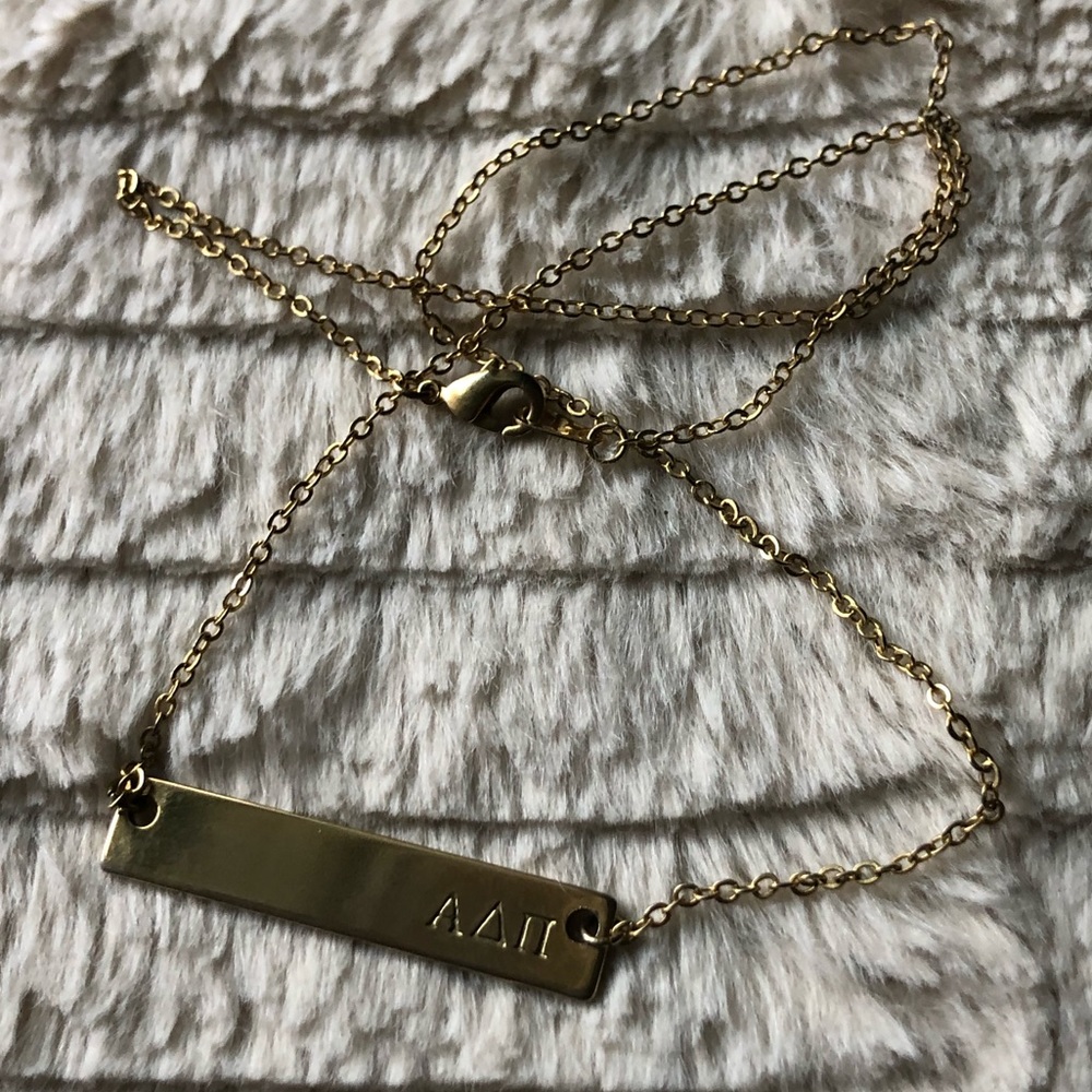 dainty adpi gold bar chain necklace